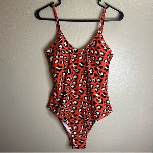 CUPSHE Leopard Print Orange One-Piece Swimsuit